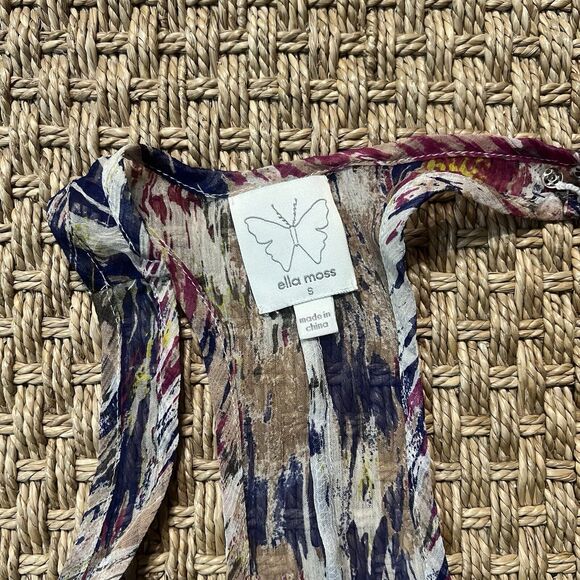 Ella Moss Sheer Racerback Tunic Top Dress Hi-Lo Ruffle Hem 100% Silk Sz S - Picture 3 of 8